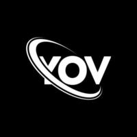 yov-logo. je brief. yov brief logo ontwerp. initialen yov-logo gekoppeld aan cirkel en monogram-logo in hoofdletters. yov typografie voor technologie, zaken en onroerend goed merk. vector