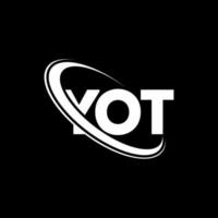 yot-logo. je brief. yot brief logo ontwerp. initialen yot-logo gekoppeld aan cirkel en monogram-logo in hoofdletters. yot typografie voor technologie, zaken en onroerend goed merk. vector