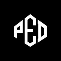 ped letter logo-ontwerp met veelhoekvorm. ped veelhoek en kubusvorm logo-ontwerp. ped zeshoek vector logo sjabloon witte en zwarte kleuren. ped monogram, bedrijfs- en onroerend goed logo.