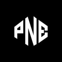 pne letter logo-ontwerp met veelhoekvorm. pne veelhoek en kubusvorm logo-ontwerp. pne zeshoek vector logo sjabloon witte en zwarte kleuren. pne monogram, bedrijfs- en onroerend goed logo.