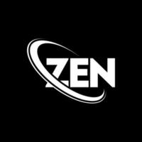 zen-logo. zen brief. zen brief logo ontwerp. initialen zen-logo gekoppeld aan cirkel en monogram-logo in hoofdletters. zen typografie voor technologie, zaken en onroerend goed merk. vector