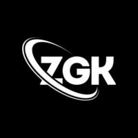 zgk-logo. zgk brief. zgk brief logo ontwerp. initialen zgk-logo gekoppeld aan cirkel en monogram-logo in hoofdletters. zgk typografie voor technologie, zaken en onroerend goed merk. vector