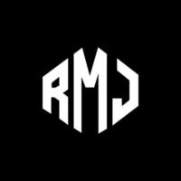 rmj letter logo-ontwerp met veelhoekvorm. rmj veelhoek en kubusvorm logo-ontwerp. rmj zeshoek vector logo sjabloon witte en zwarte kleuren. rmj-monogram, bedrijfs- en onroerendgoedlogo.