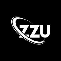 zzu-logo. zzu brief. zzu brief logo ontwerp. initialen zzu-logo gekoppeld aan cirkel en monogram-logo in hoofdletters. zzu-typografie voor technologie, zaken en onroerend goed merk. vector