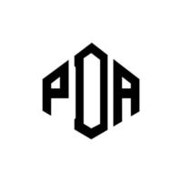 pda letter logo-ontwerp met veelhoekvorm. pda veelhoek en kubusvorm logo-ontwerp. pda zeshoek vector logo sjabloon witte en zwarte kleuren. pda-monogram, bedrijfs- en onroerendgoedlogo.
