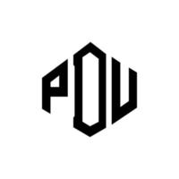 pdu letter logo-ontwerp met veelhoekvorm. pdu veelhoek en kubusvorm logo-ontwerp. pdu zeshoek vector logo sjabloon witte en zwarte kleuren. pdu-monogram, bedrijfs- en onroerendgoedlogo.