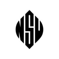 nsv cirkel letter logo ontwerp met cirkel en ellipsvorm. nsv ellipsletters met typografische stijl. de drie initialen vormen een cirkellogo. nsv cirkel embleem abstracte monogram brief mark vector. vector