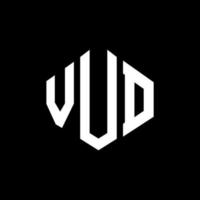 vud letter logo-ontwerp met veelhoekvorm. vud veelhoek en kubusvorm logo-ontwerp. vud zeshoek vector logo sjabloon witte en zwarte kleuren. vud-monogram, bedrijfs- en onroerendgoedlogo.