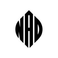 nao cirkel letter logo-ontwerp met cirkel en ellipsvorm. nao-ellipsletters met typografische stijl. de drie initialen vormen een cirkellogo. nao cirkel embleem abstracte monogram brief mark vector. vector