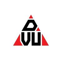 dvu driehoek brief logo ontwerp met driehoekige vorm. dvu driehoek logo ontwerp monogram. dvu driehoek vector logo sjabloon met rode kleur. dvu driehoekig logo eenvoudig, elegant en luxueus logo.