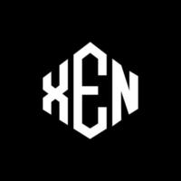 xen letter logo-ontwerp met veelhoekvorm. xen veelhoek en kubusvorm logo-ontwerp. xen zeshoek vector logo sjabloon witte en zwarte kleuren. xen-monogram, bedrijfs- en onroerendgoedlogo.