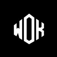 wok letter logo-ontwerp met veelhoekvorm. wok veelhoek en kubusvorm logo-ontwerp. wok zeshoek vector logo sjabloon witte en zwarte kleuren. wokmonogram, bedrijfs- en onroerendgoedlogo.