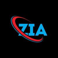 zia-logo. ze brief. zia brief logo ontwerp. initialen zia-logo gekoppeld aan cirkel en monogram-logo in hoofdletters. zia typografie voor technologie, zaken en onroerend goed merk. vector