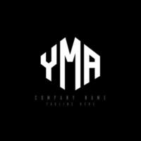 yma letter logo-ontwerp met veelhoekvorm. yma veelhoek en kubusvorm logo-ontwerp. yma zeshoek vector logo sjabloon witte en zwarte kleuren. yma-monogram, bedrijfs- en onroerendgoedlogo.