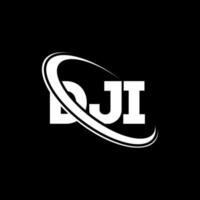 dji-logo. dji-brief. dji brief logo ontwerp. initialen dji-logo gekoppeld aan cirkel en monogram-logo in hoofdletters. dji typografie voor technologie, zaken en onroerend goed merk. vector