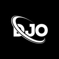 dj-logo. dj brief. dj brief logo ontwerp. initialen djo-logo gekoppeld aan cirkel en monogram-logo in hoofdletters. djo typografie voor technologie, zaken en onroerend goed merk. vector