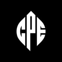 cpe cirkel letter logo ontwerp met cirkel en ellipsvorm. cpe ellipsletters met typografische stijl. de drie initialen vormen een cirkellogo. cpe cirkel embleem abstracte monogram brief mark vector. vector