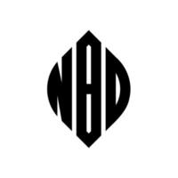 nbo cirkel letter logo-ontwerp met cirkel en ellipsvorm. nbo ellipsletters met typografische stijl. de drie initialen vormen een cirkellogo. nbo cirkel embleem abstracte monogram brief mark vector. vector