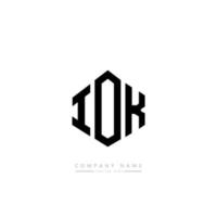 iok letter logo-ontwerp met veelhoekvorm. iok veelhoek en kubusvorm logo-ontwerp. iok zeshoek vector logo sjabloon witte en zwarte kleuren. iok monogram, business en onroerend goed logo.