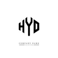 hyo letter logo-ontwerp met veelhoekvorm. hyo veelhoek en kubusvorm logo-ontwerp. hyo zeshoek vector logo sjabloon witte en zwarte kleuren. hyo-monogram, bedrijfs- en onroerendgoedlogo.