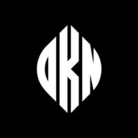 okn cirkel letter logo-ontwerp met cirkel en ellipsvorm. okn ellipsletters met typografische stijl. de drie initialen vormen een cirkellogo. okn cirkel embleem abstracte monogram brief mark vector. vector