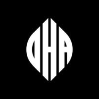 oha cirkel letter logo-ontwerp met cirkel en ellipsvorm. oha ellipsletters met typografische stijl. de drie initialen vormen een cirkellogo. oha cirkel embleem abstracte monogram brief mark vector. vector