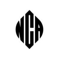 nca cirkel letter logo ontwerp met cirkel en ellipsvorm. nca ellipsletters met typografische stijl. de drie initialen vormen een cirkellogo. nca cirkel embleem abstracte monogram brief mark vector. vector