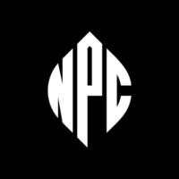 npc cirkel letter logo-ontwerp met cirkel en ellipsvorm. npc ellipsletters met typografische stijl. de drie initialen vormen een cirkellogo. npc cirkel embleem abstracte monogram brief mark vector. vector