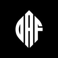 oaf cirkel letter logo ontwerp met cirkel en ellipsvorm. oaf ellipsletters met typografische stijl. de drie initialen vormen een cirkellogo. oaf cirkel embleem abstracte monogram brief mark vector. vector