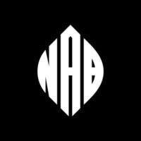 nab cirkel letter logo-ontwerp met cirkel en ellipsvorm. nab ellipsletters met typografische stijl. de drie initialen vormen een cirkellogo. nab cirkel embleem abstracte monogram brief mark vector. vector