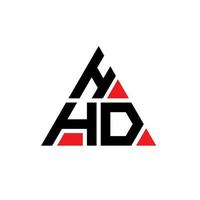hhd driehoek brief logo ontwerp met driehoekige vorm. hhd driehoek logo ontwerp monogram. hhd driehoek vector logo sjabloon met rode kleur. hhd driehoekig logo eenvoudig, elegant en luxueus logo.