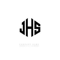 jhs letter logo-ontwerp met veelhoekvorm. jhs veelhoek en kubusvorm logo-ontwerp. jhs zeshoek vector logo sjabloon witte en zwarte kleuren. jhs-monogram, bedrijfs- en onroerendgoedlogo.