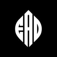 ead cirkel letter logo-ontwerp met cirkel en ellipsvorm. ead ellipsletters met typografische stijl. de drie initialen vormen een cirkellogo. ead cirkel embleem abstracte monogram brief mark vector. vector