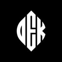 oek cirkel letter logo ontwerp met cirkel en ellipsvorm. oek ellipsletters met typografische stijl. de drie initialen vormen een cirkellogo. oek cirkel embleem abstracte monogram brief mark vector. vector