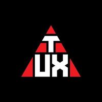 tux driehoek brief logo ontwerp met driehoekige vorm. tux driehoek logo ontwerp monogram. tux driehoek vector logo sjabloon met rode kleur. tux driehoekig logo eenvoudig, elegant en luxueus logo.