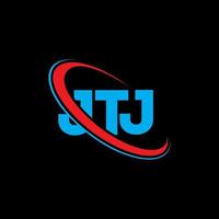 jtj-logo. jtj brief. jtj brief logo ontwerp. initialen jtj-logo gekoppeld aan cirkel en monogram-logo in hoofdletters. jtj typografie voor technologie, zaken en onroerend goed merk. vector