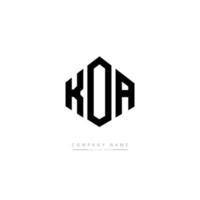 koa letter logo-ontwerp met veelhoekvorm. koa veelhoek en kubusvorm logo-ontwerp. koa zeshoek vector logo sjabloon witte en zwarte kleuren. koa-monogram, bedrijfs- en onroerendgoedlogo.