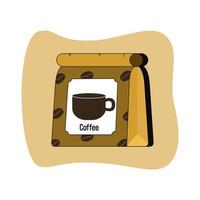 papieren zak vol koffie. eenvoudige trendy platte ontwerp vectorillustratie van koffie design verpakking gemaakt van papier. vector