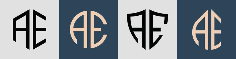 creatieve eenvoudige beginletters ae logo-ontwerpen bundel. vector