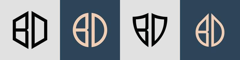 creatieve eenvoudige beginletters bd logo-ontwerpbundel. vector