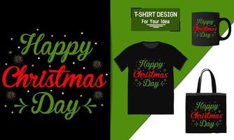 happy christmas t-shirt design tas en mok mockup voor merchandising dit ontwerp is perfect voor t-shirts vector