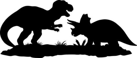 dinosaurusgevecht, silhouetillustratie vector