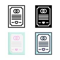 bruiloft contract icon set stijl collectie vector