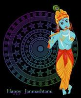 gelukkige krishna janmashtami-wenskaart vector