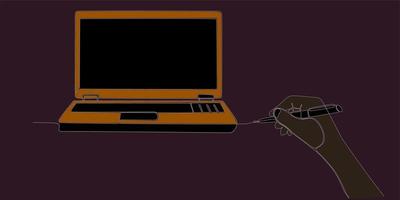 hand getekende business concept schets van laptop en desktop computer mok vector