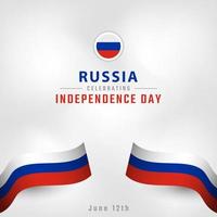 gelukkige dag van de onafhankelijkheid van Rusland 12 juni viering vectorillustratie ontwerp. sjabloon voor poster, banner, reclame, wenskaart of printontwerpelement vector