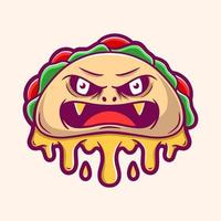 grappige monster taco cartoon vector