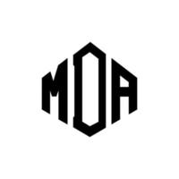 mda letter logo-ontwerp met veelhoekvorm. mda veelhoek en kubusvorm logo-ontwerp. mda zeshoek vector logo sjabloon witte en zwarte kleuren. mda monogram, business en onroerend goed logo.