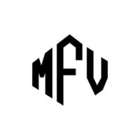 mfv letter logo-ontwerp met veelhoekvorm. mfv veelhoek en kubusvorm logo-ontwerp. mfv zeshoek vector logo sjabloon witte en zwarte kleuren. mfv-monogram, bedrijfs- en onroerendgoedlogo.