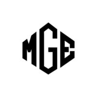 mge letter logo-ontwerp met veelhoekvorm. mge veelhoek en kubusvorm logo-ontwerp. mge zeshoek vector logo sjabloon witte en zwarte kleuren. mge monogram, business en onroerend goed logo.